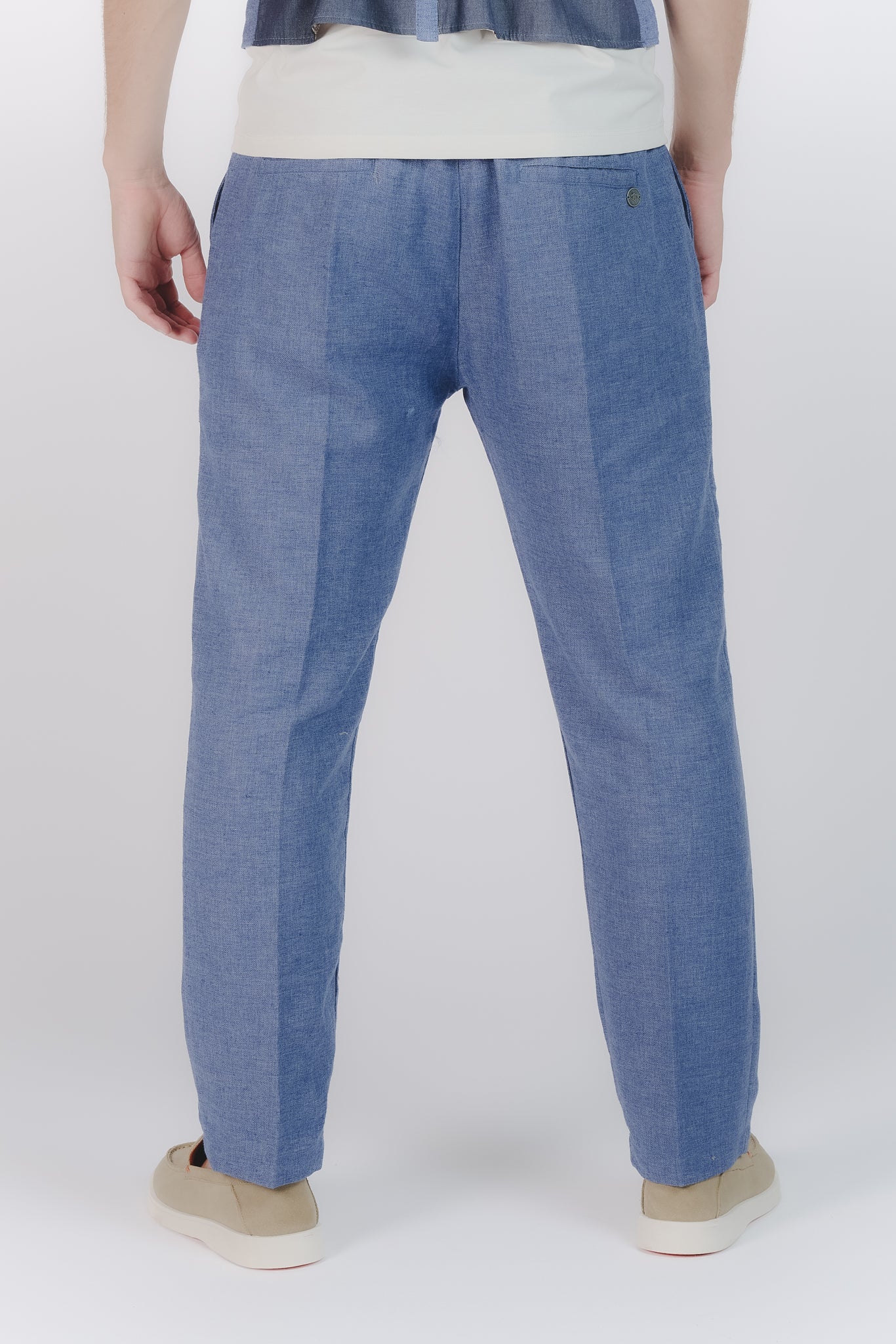 Pantaloni Eleganti Melange Bluette uomo Barone firenze - 3