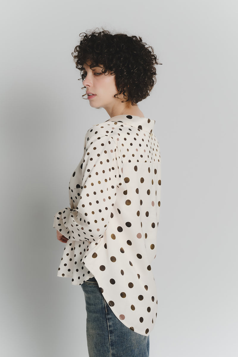 Camicia a Pois Avorio Testa di Moro Donna donna Barone firenze - 3