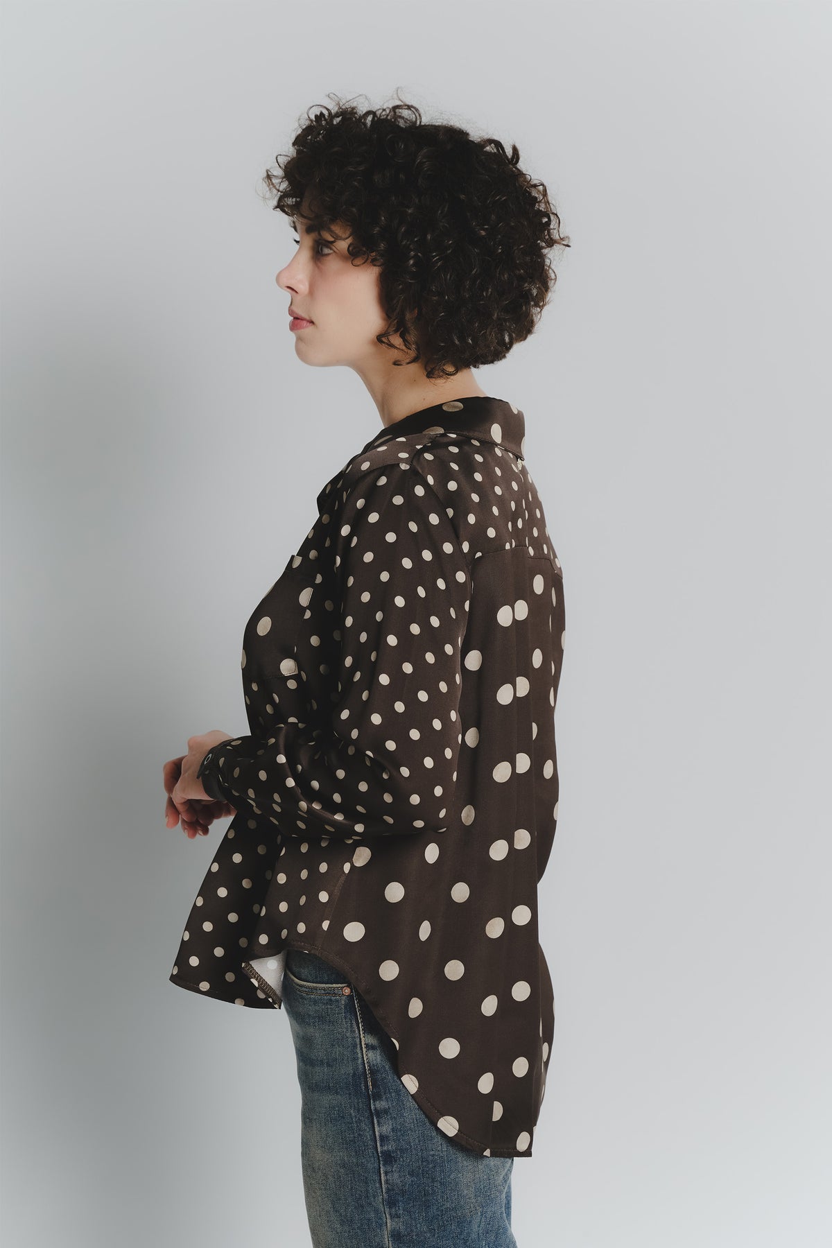 Camicia a Pois Testa di Moro Beige Donna donna Barone firenze - 2