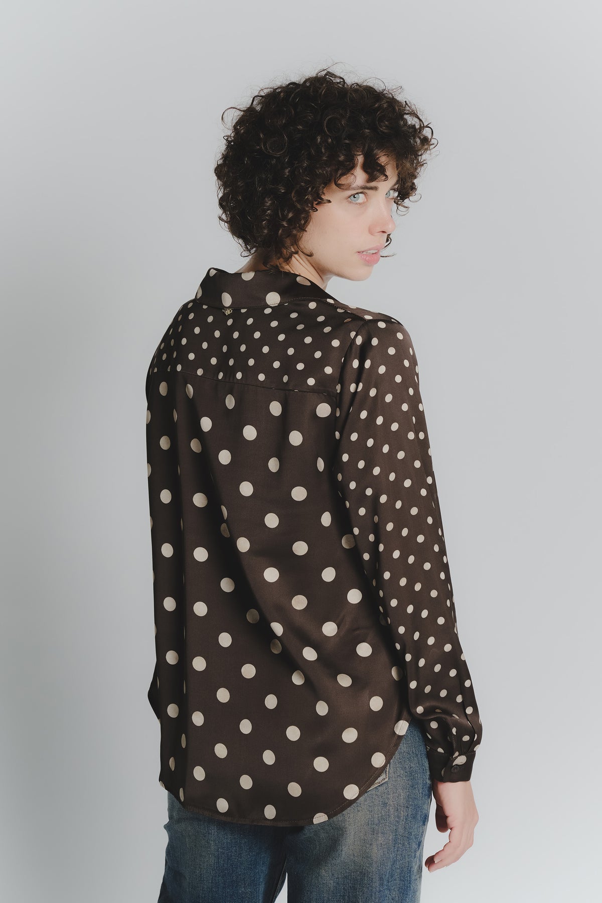 Camicia a Pois Testa di Moro Beige Donna donna Barone firenze - 3