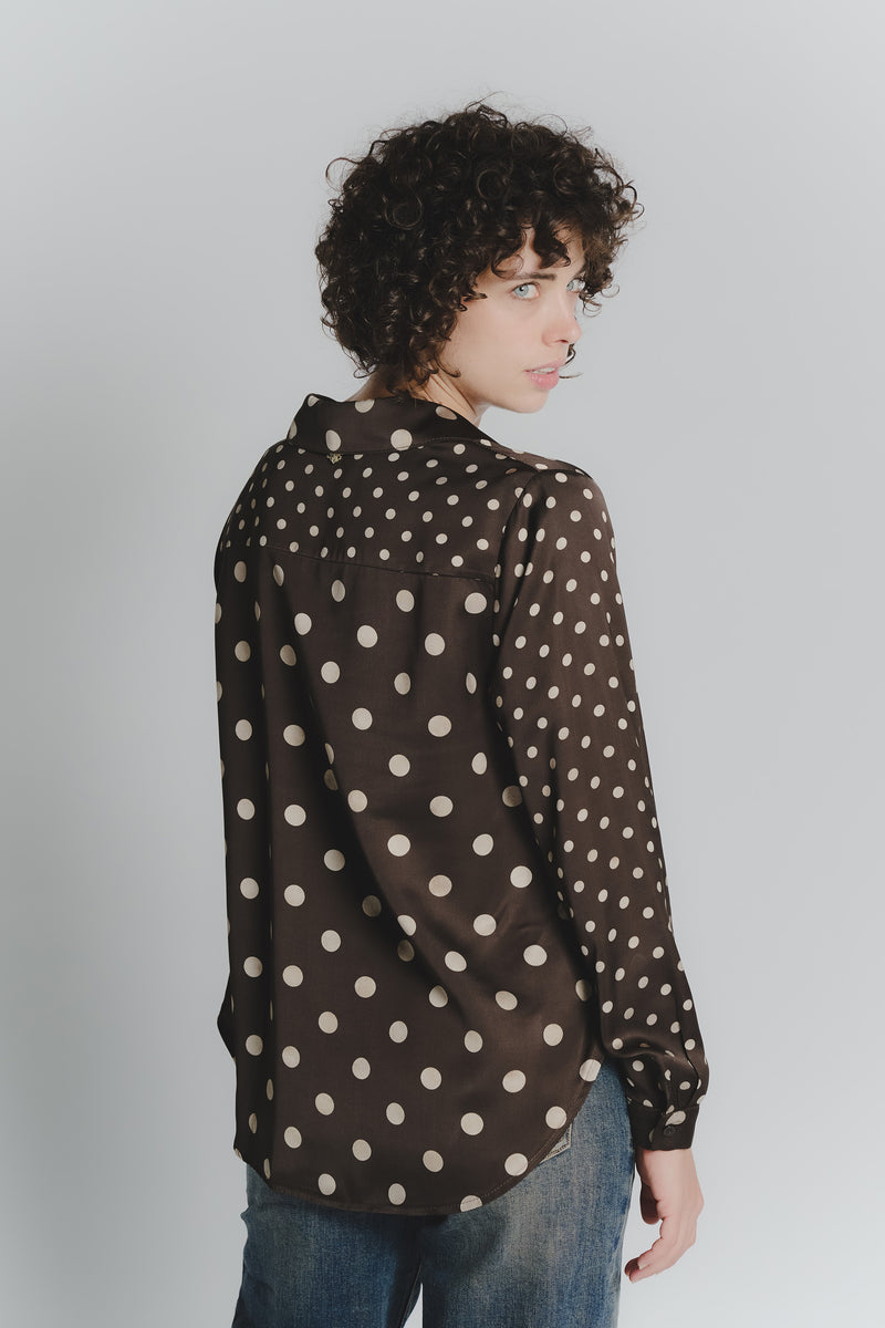 Camicia a Pois Testa di Moro Beige Donna donna Barone firenze - 3