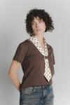 T-shirt Cioccolato con Foulard a Pois Bianco donna Barone firenze - 1