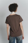 T-shirt Cioccolato con Foulard a Pois Bianco donna Barone firenze - 4