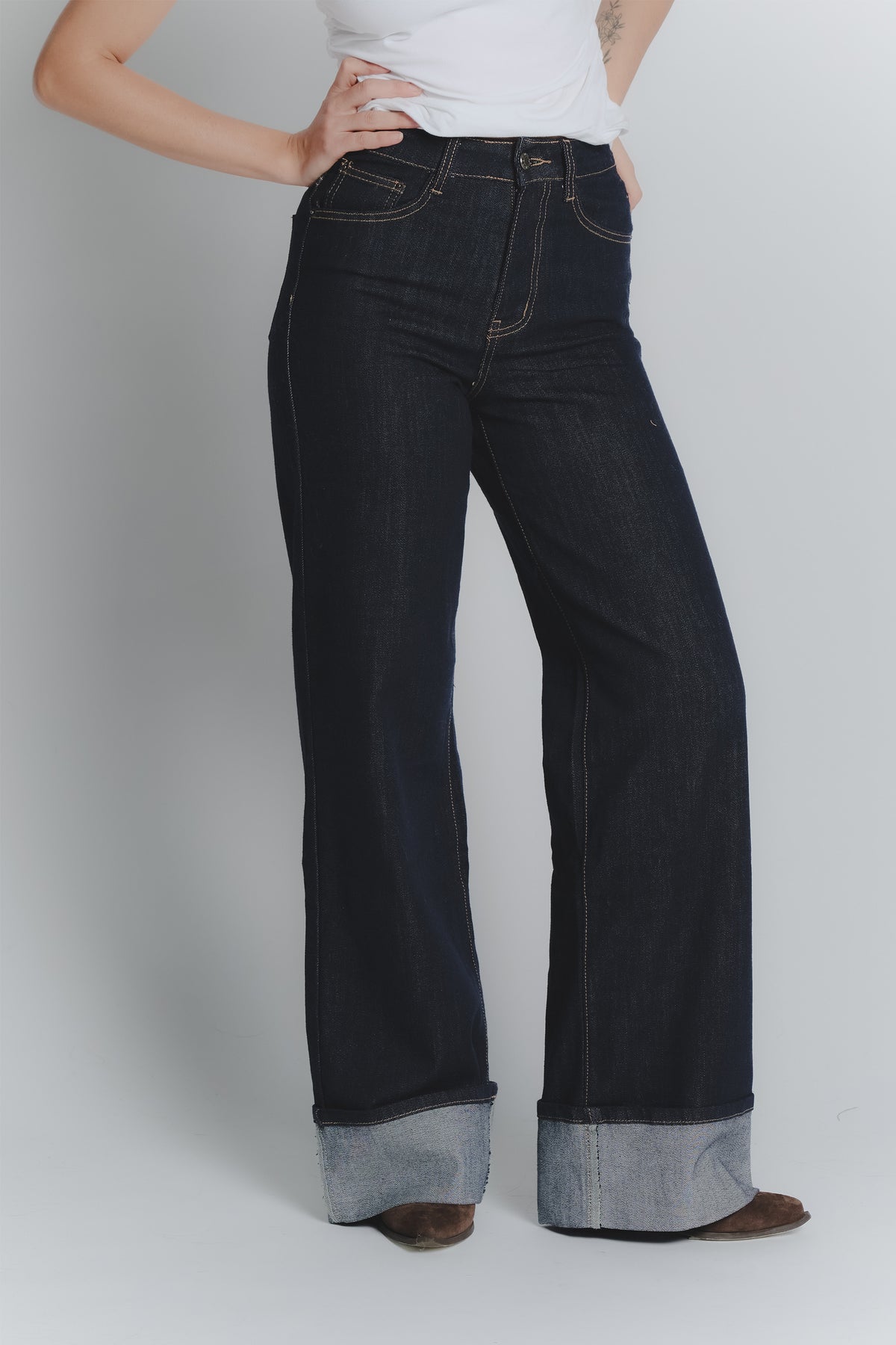 Jeans Donna Wide Leg Blu Scuro donna Barone firenze - 1