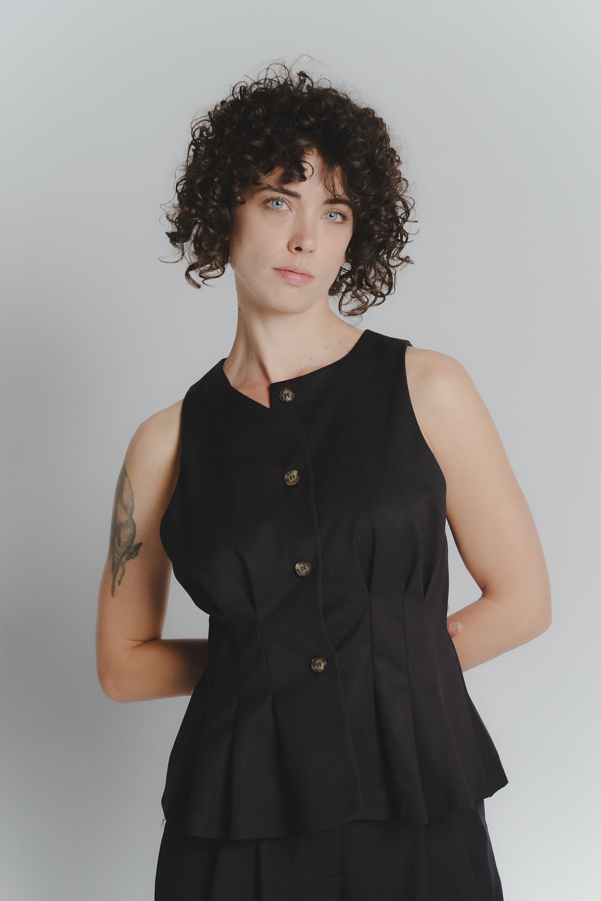Gilet con Pieghe Testa di Moro Donna donna Barone firenze - 1
