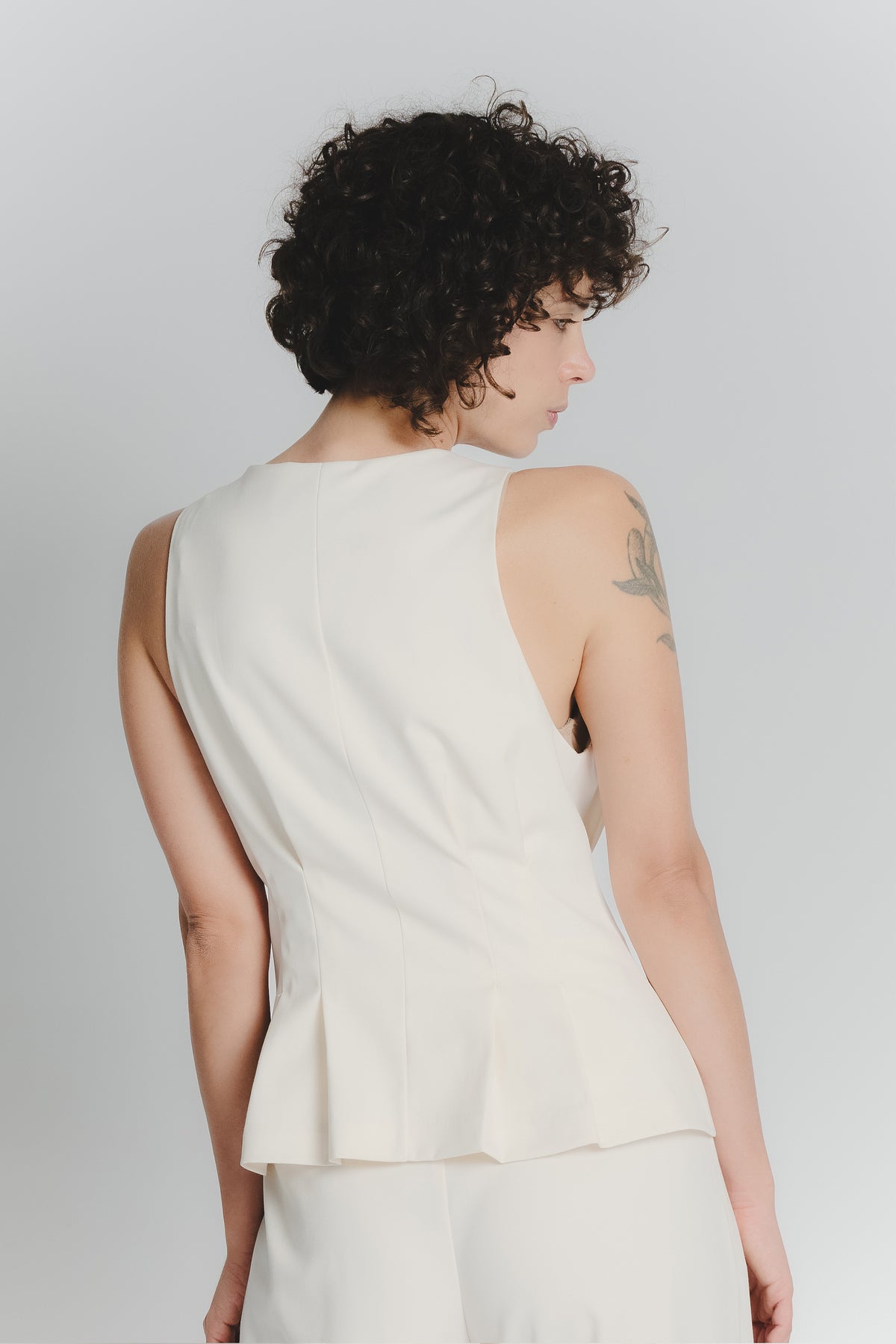 Gilet con Pieghe Panna Donna donna Barone firenze - 4