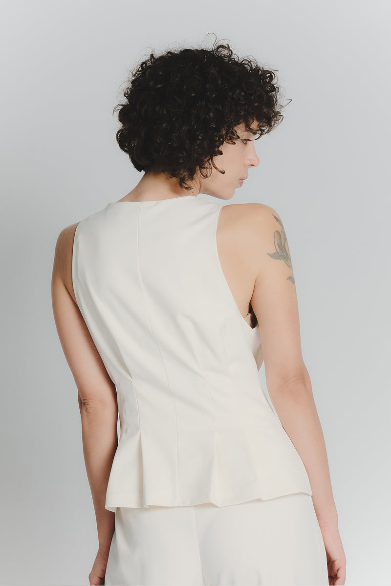 Gilet con Pieghe Panna Donna donna Barone firenze - 4