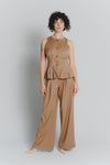 Gilet con Pieghe Cammello Donna donna Barone firenze - 2