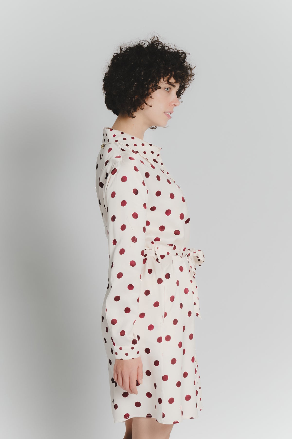 Abito Chemisier Corto a Pois Avorio Rosso Fiorentino Donna donna Barone firenze - 3