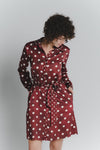 Abito Chemisier Corto a Pois Rosso Fiorentino Avorio Donna donna Barone firenze - 1