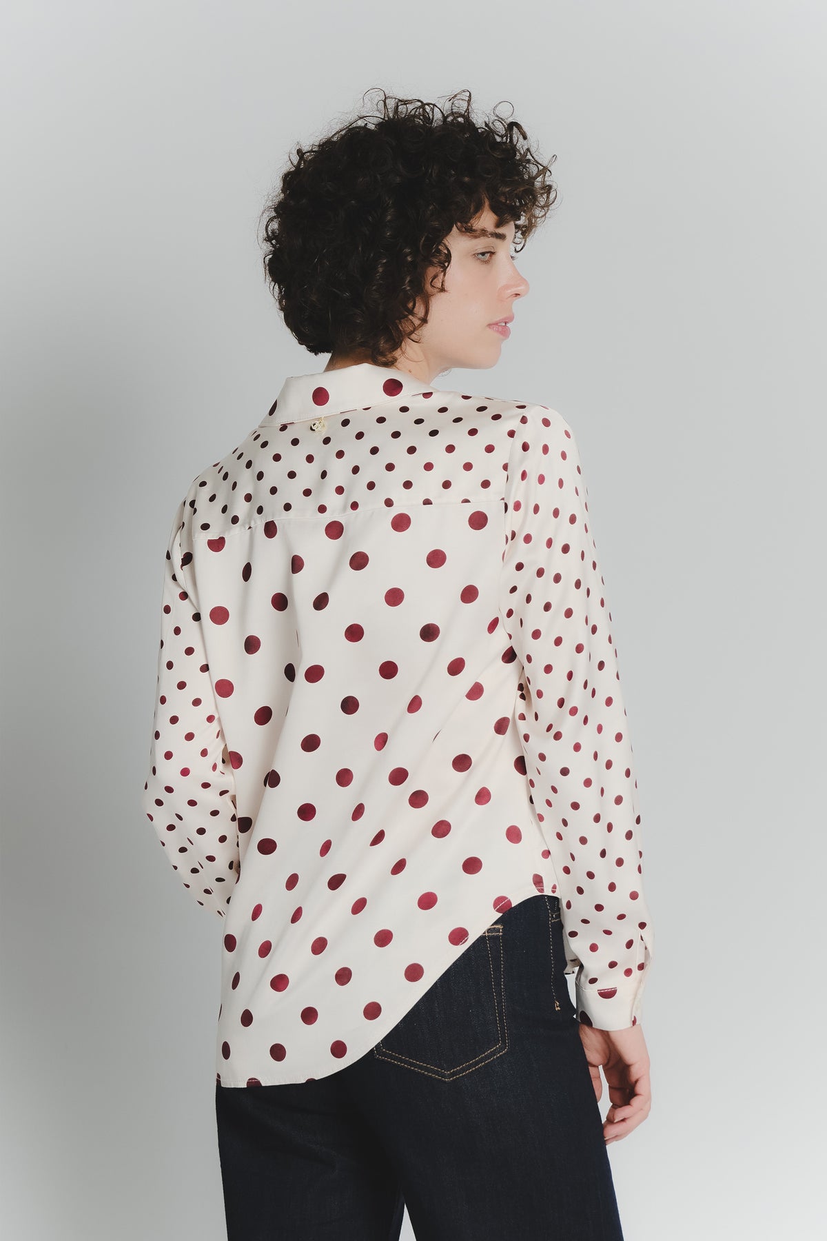 Camicia a Pois Avorio Rosso Fiorentino Donna donna Barone firenze - 3