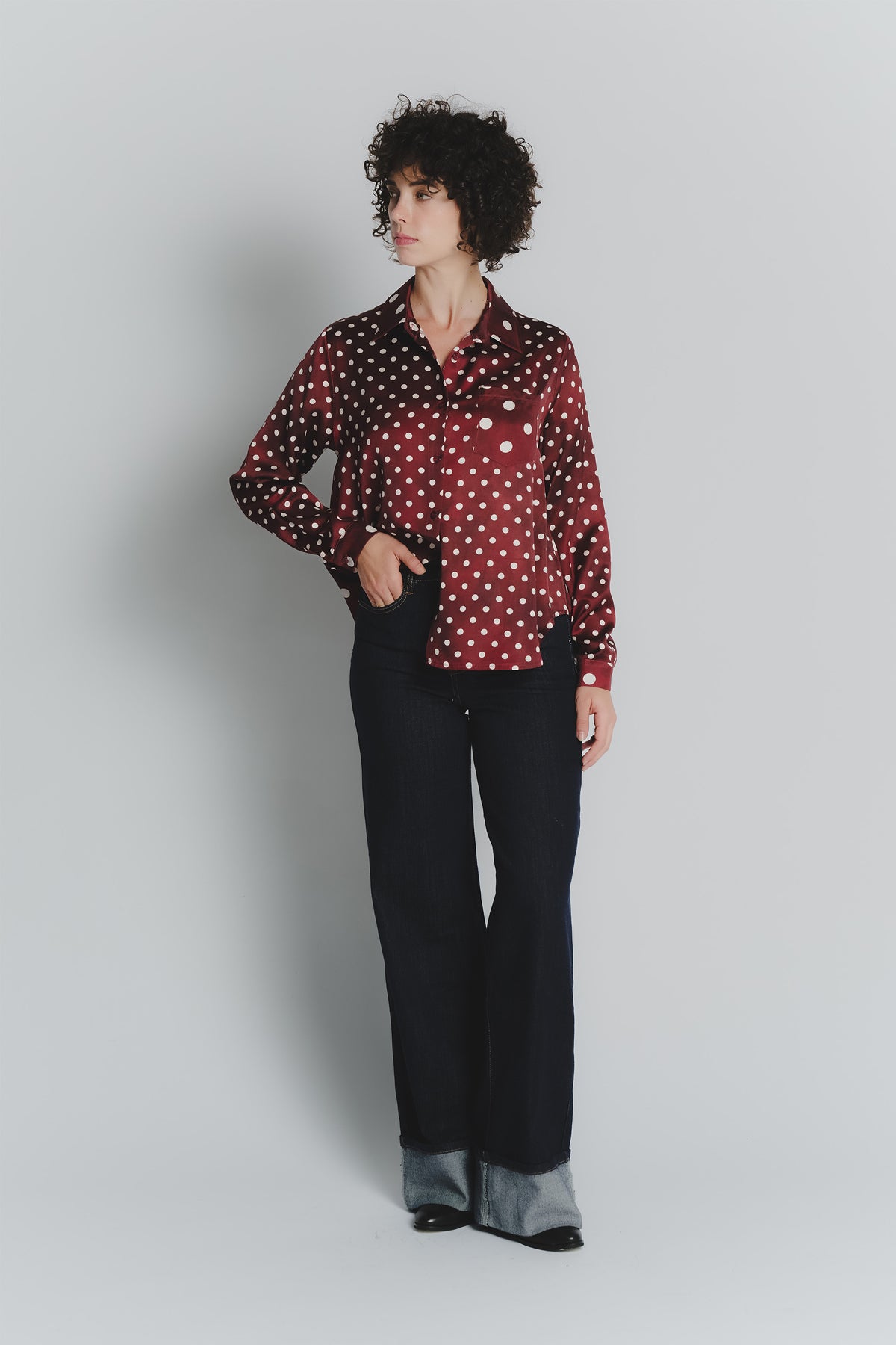 Camicia a Pois Rosso Fiorentino Avorio Donna donna Barone firenze - 2