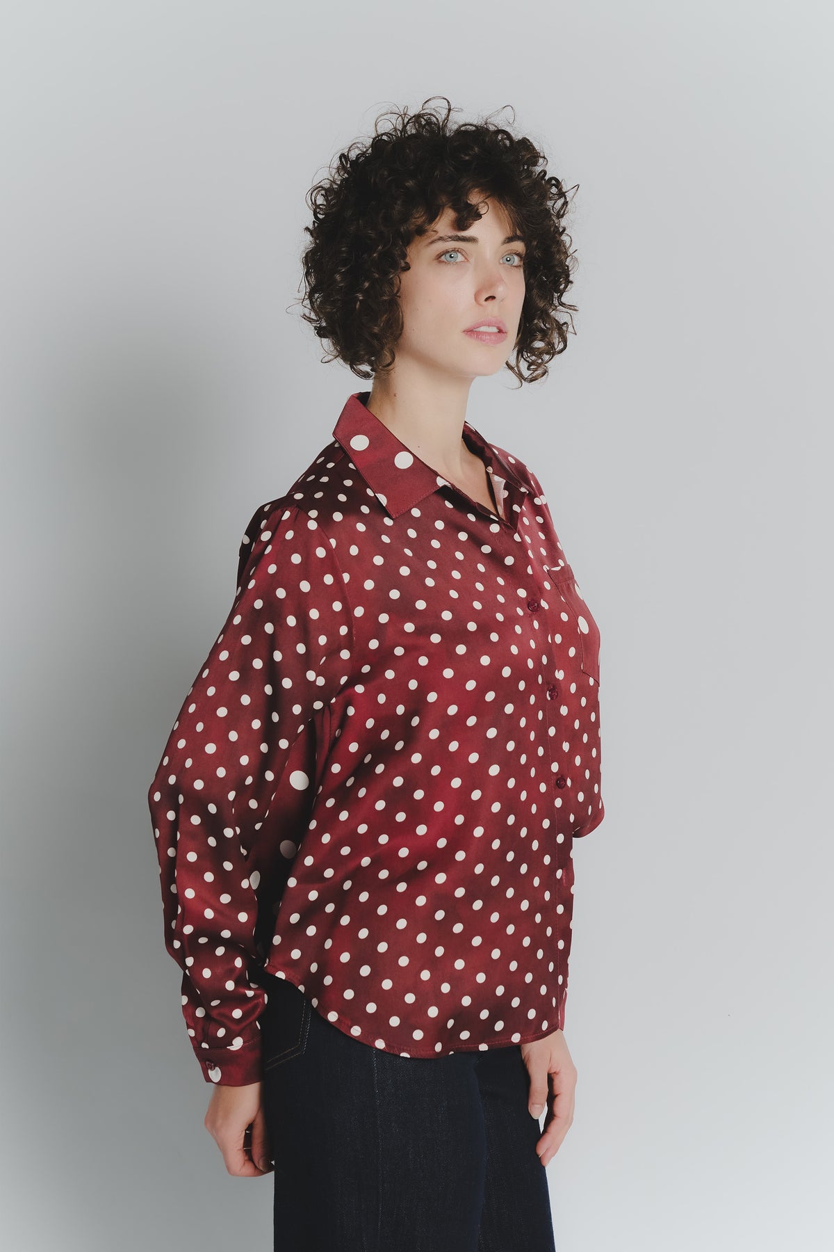 Camicia a Pois Rosso Fiorentino Avorio Donna donna Barone firenze - 1