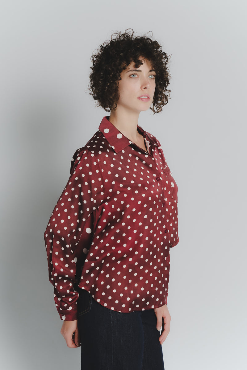 Camicia a Pois Rosso Fiorentino Avorio Donna donna Barone firenze - 1