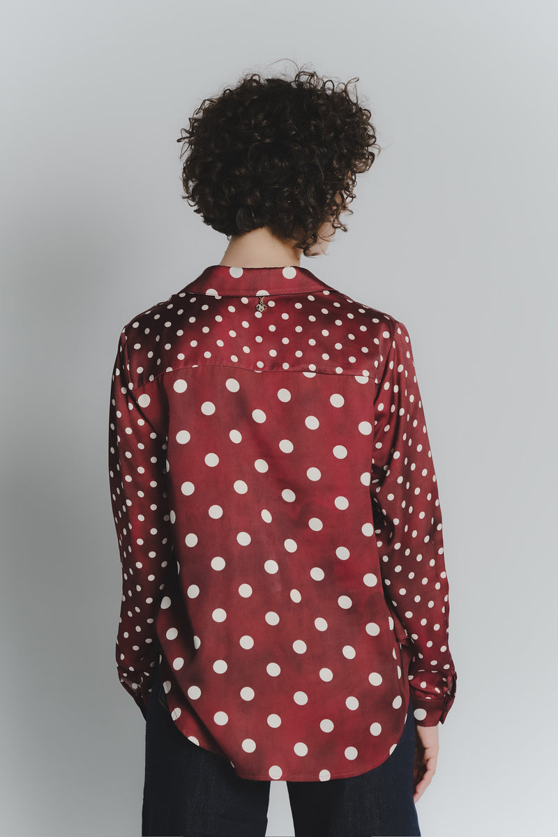 Camicia a Pois Rosso Fiorentino Avorio Donna donna Barone firenze - 3