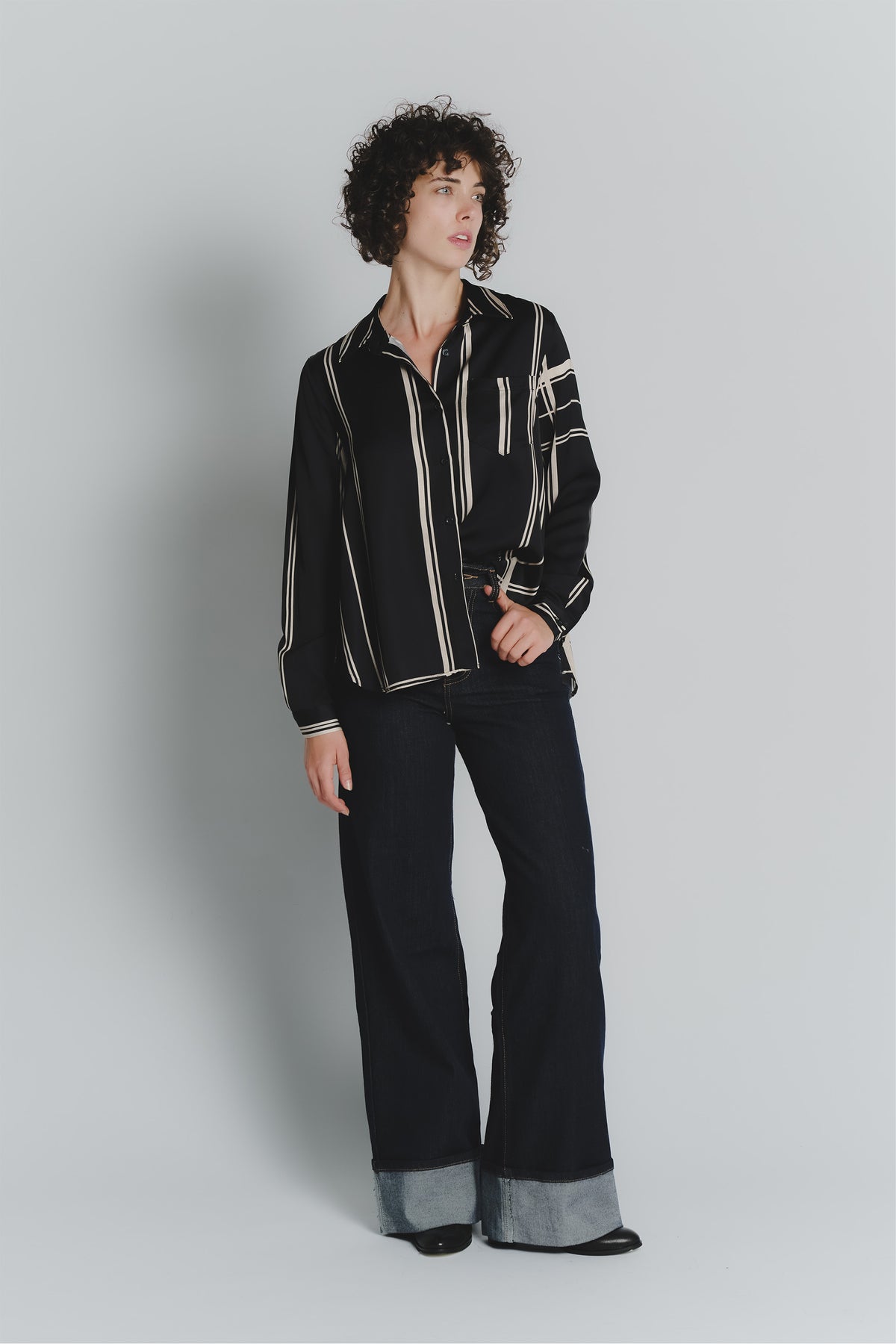 Camicia Check Nero Beige Donna donna Barone firenze - 1