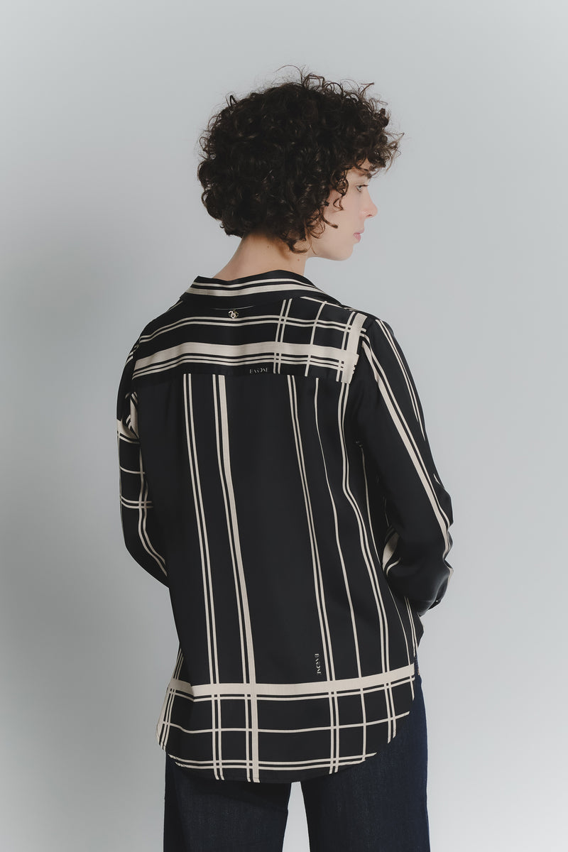 Camicia Check Nero Beige Donna donna Barone firenze - 3