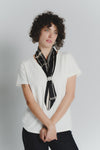 T-shirt Bianca con Foulard Nero e Beige Check donna Barone firenze - 1