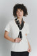 T-shirt Bianca con Foulard Nero e Beige Check donna Barone firenze - 2