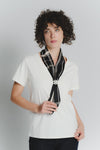 T-shirt Bianca con Foulard Nero e Beige Check donna Barone firenze - 2