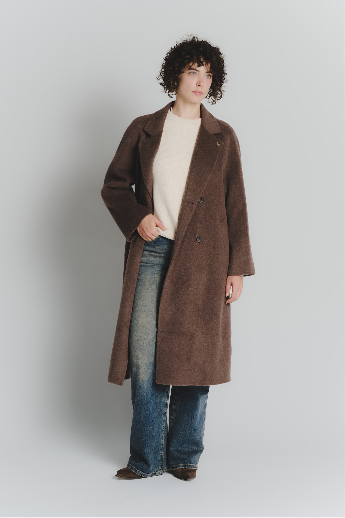 Cappotto Testa di Moro Doppio Petto Alpaca donna Barone firenze - 1