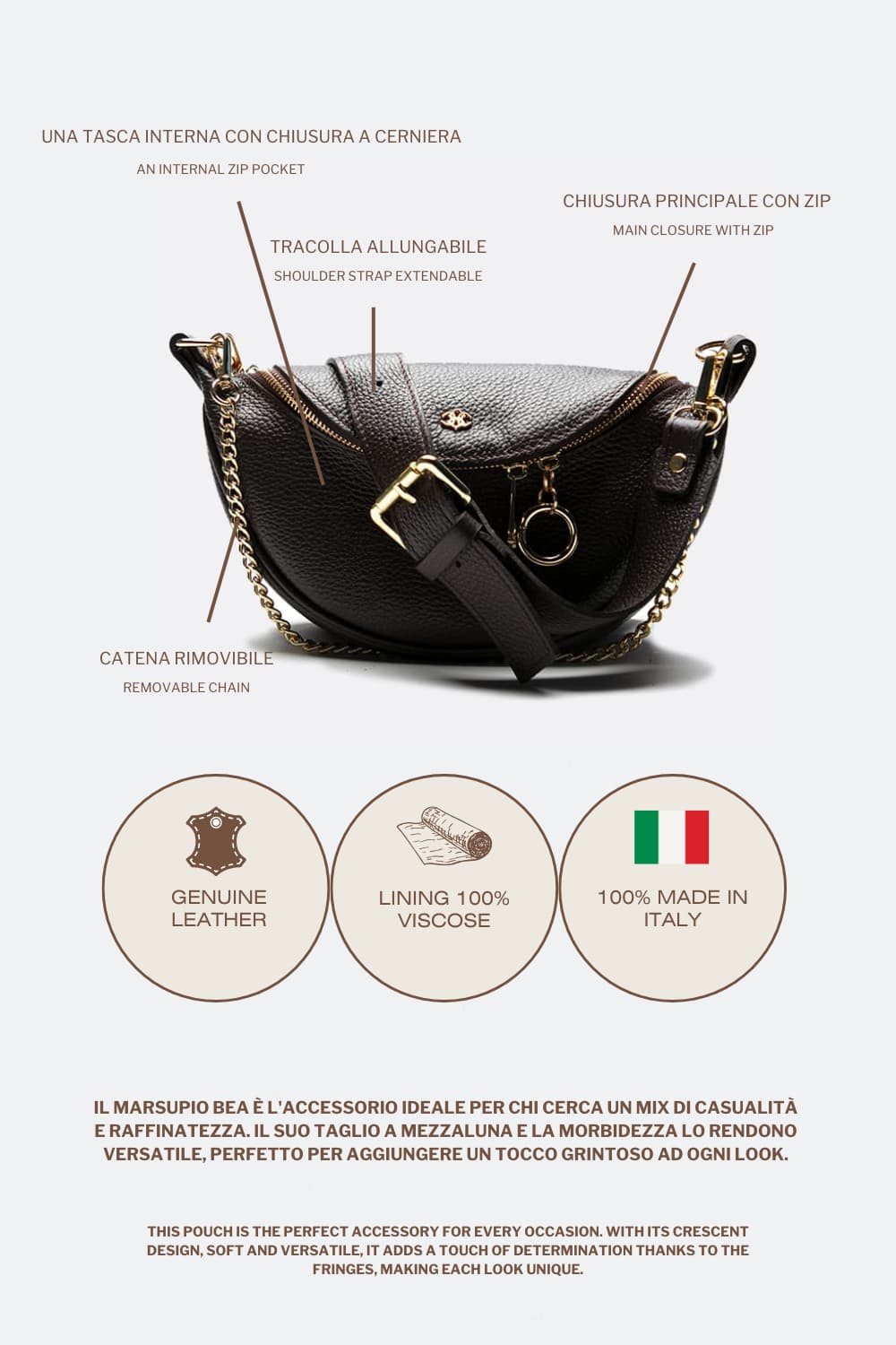 Marsupio Bea Testa di moro donna Barone firenze - 6