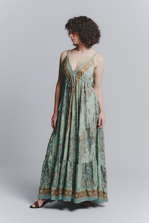 Abito Lungo Gipsy Turchese Spallini Sottili donna Barone firenze