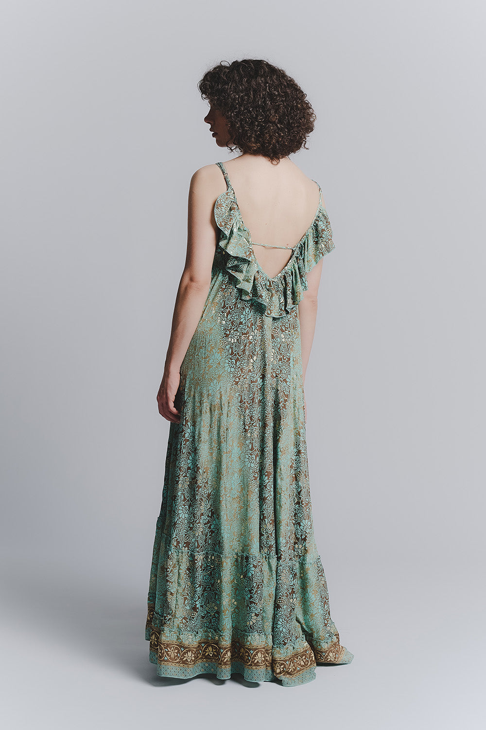 Abito Lungo Gipsy Turchese Spallini Sottili donna Barone firenze - 3