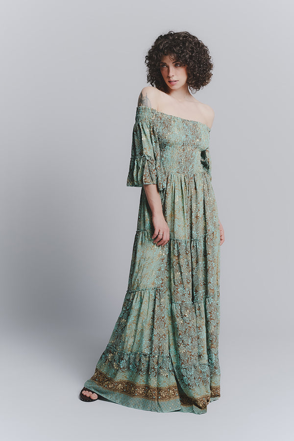 Abito Lugno Gipsy Turchese Scollo a Barca donna Barone firenze