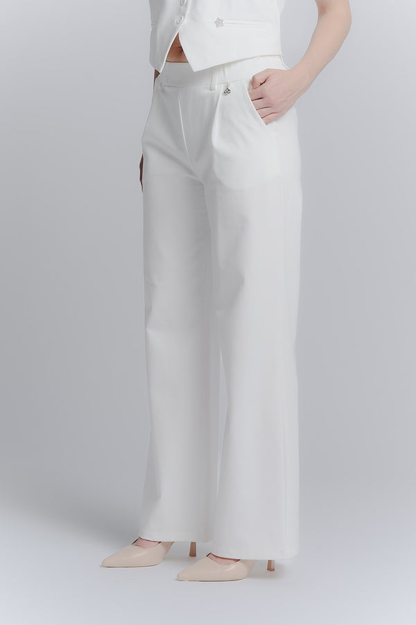 Pantalone Palazzo Shine Bianco donna Barone firenze