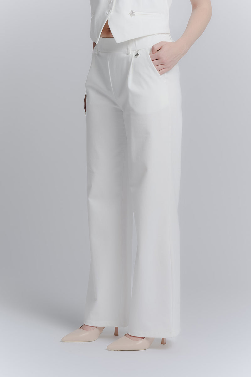 Pantalone Palazzo Shine Bianco donna Barone firenze - 2