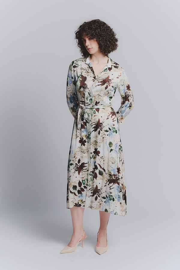 Chemisier Lungo Fiori Celeste donna Barone firenze