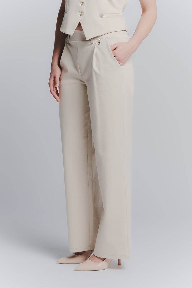 Pantalone Palazzo Shine Beige donna Barone firenze - 2