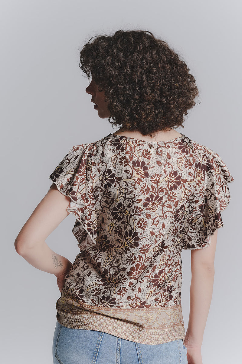 Blusa Maniche Volant Moca donna Barone firenze - 2