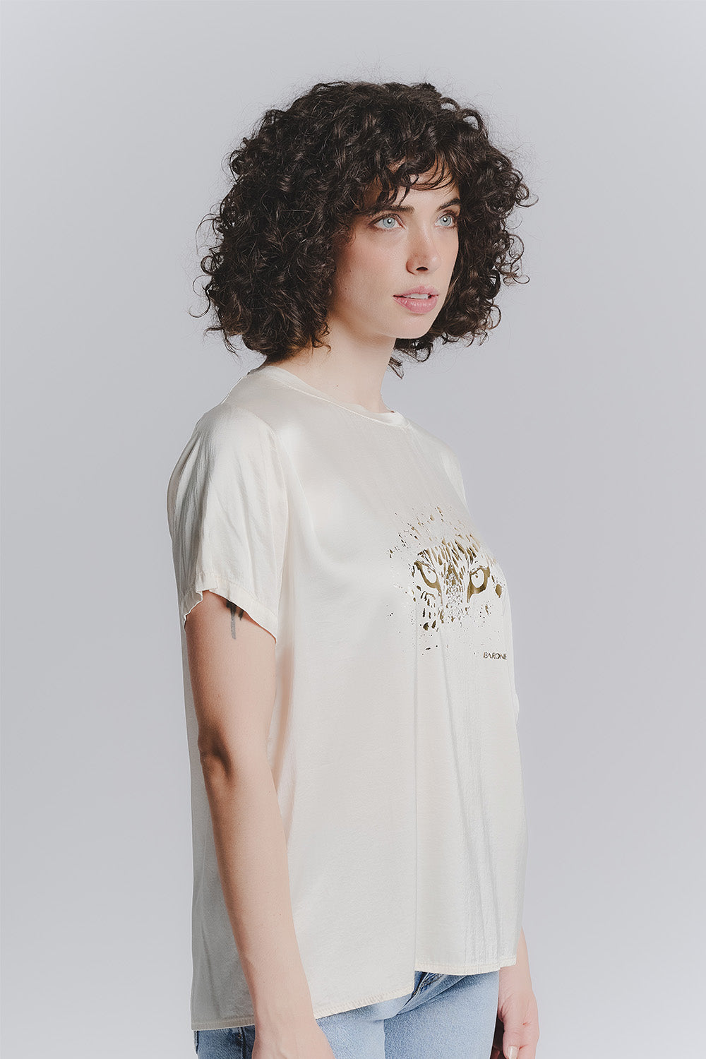 T-shirt donna Leopardo Beige donna Barone firenze - 2