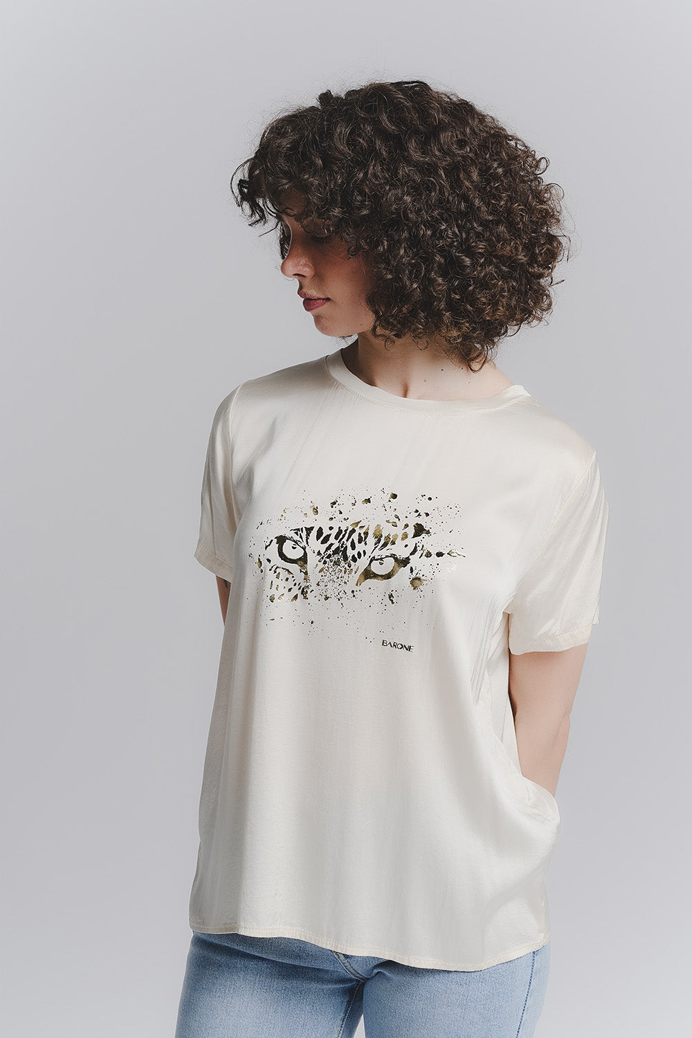 T-shirt donna Leopardo Beige donna Barone firenze - 1