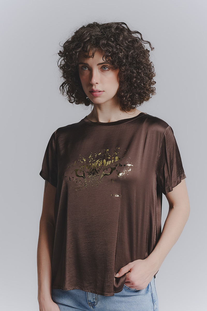 T-shirt donna Leopardo Cioccolato donna Barone firenze - 1