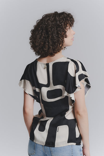 Blusa Maniche Volant Nero