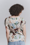 Blusa Maniche Volant Fiori Celeste donna Barone firenze - 2