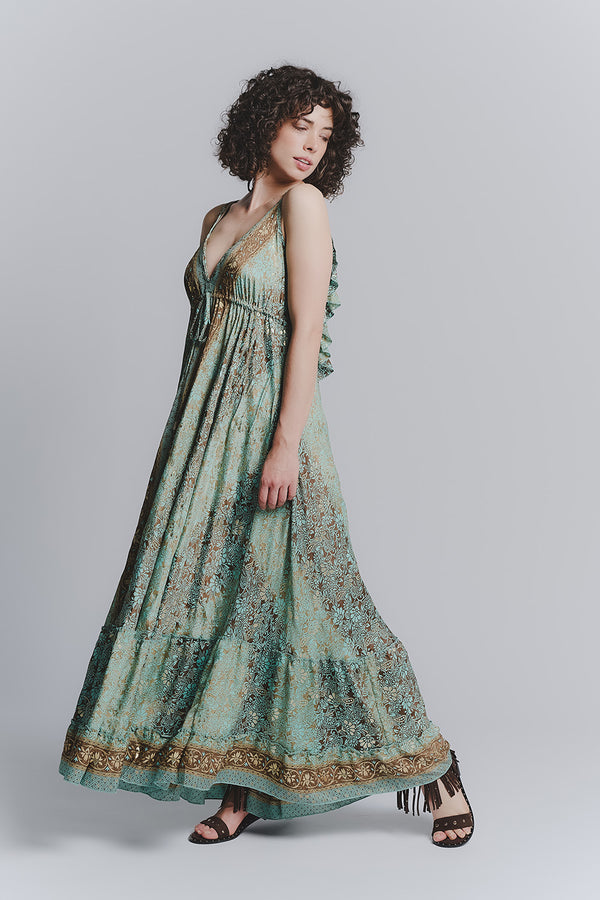 Abito Lungo Gipsy Turchese Spallini Sottili donna Barone firenze