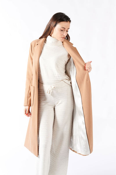 Cappotto Cammello Lungo Con Cintura