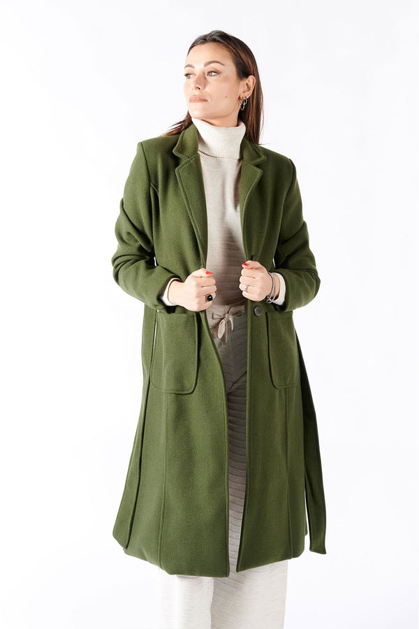 Cappotto Verde Lungo Con Cintura donna Barone firenze