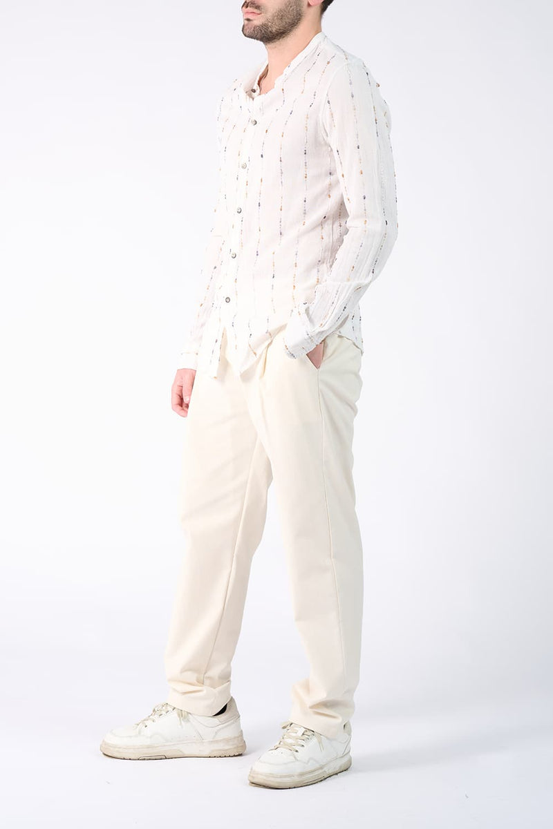 Camicia Coreana Cotone Tramata  Barone firenze - 3