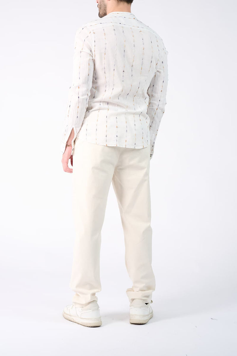 Camicia Coreana Cotone Tramata  Barone firenze - 4