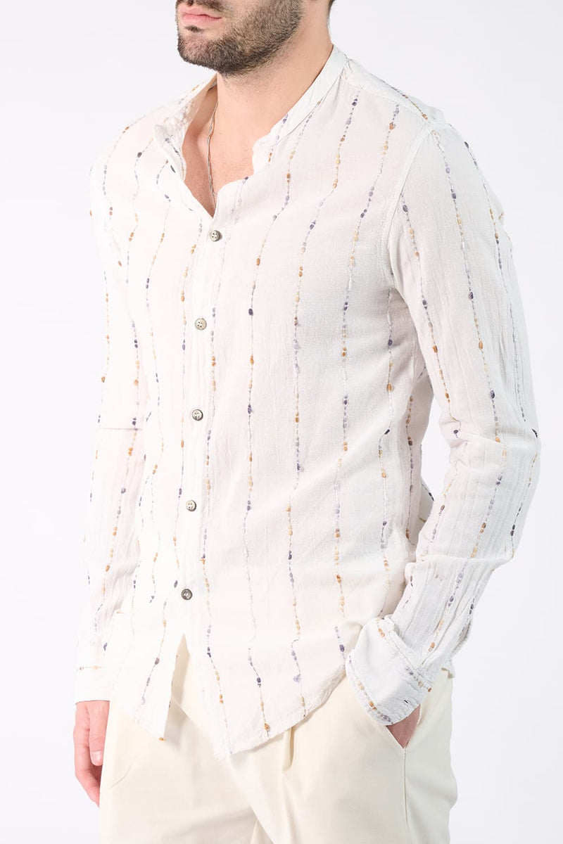 Camicia Coreana Cotone Tramata  Barone firenze - 1