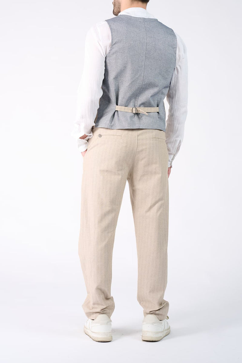Gilet Uomo Gessato Beige uomo Barone firenze - 3