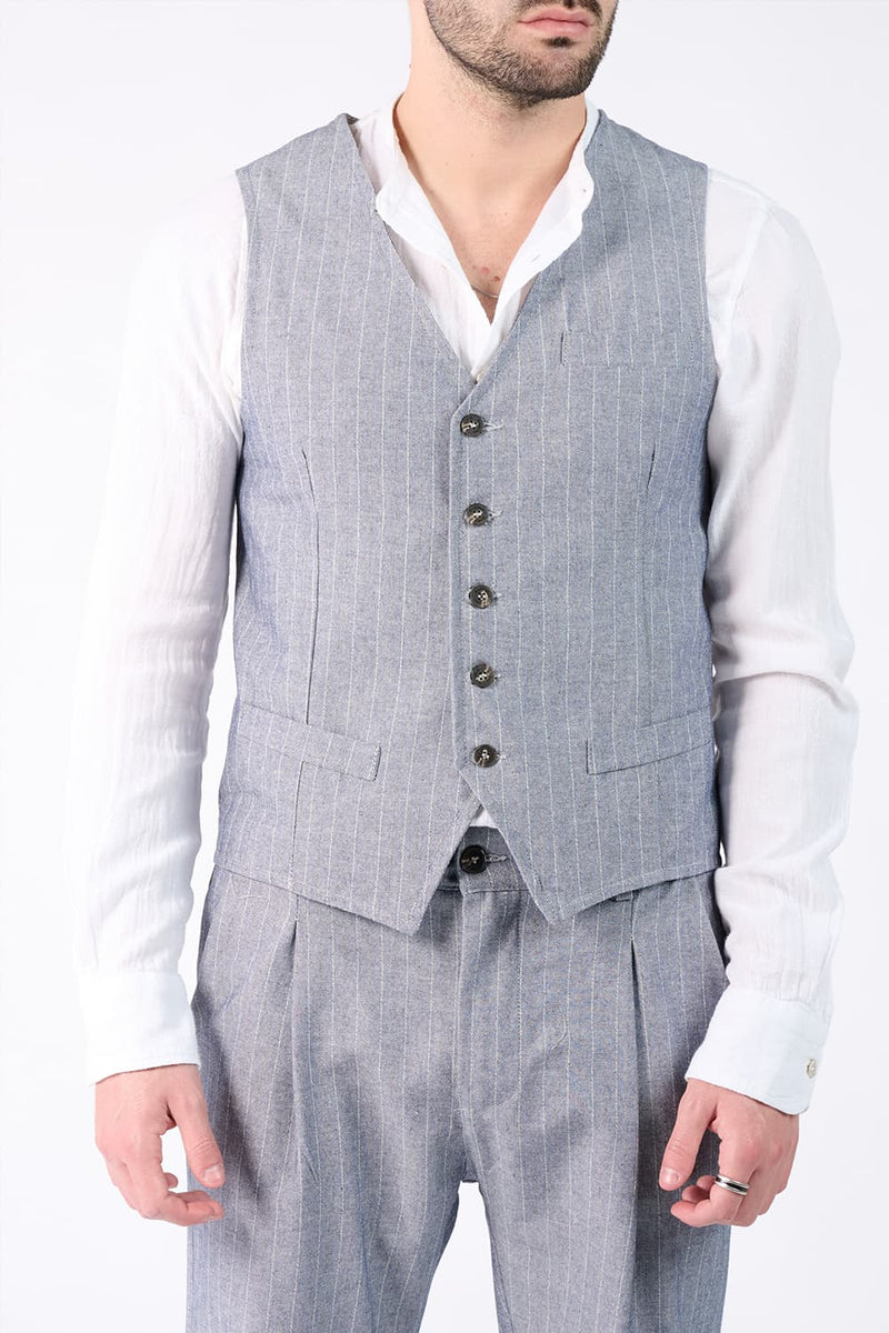 Gilet Uomo Gessato Denim uomo Barone firenze - 1
