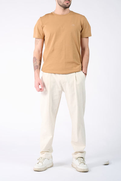 T-shirt Barone Ricamo Fronte Cammello
