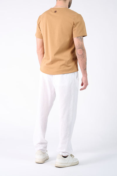 Pantaloni Lino con Elastico Bianco