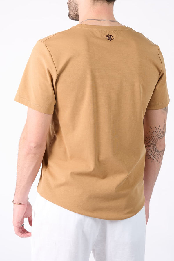 T-shirt Barone Ricamo Back New Cammello uomo Barone firenze